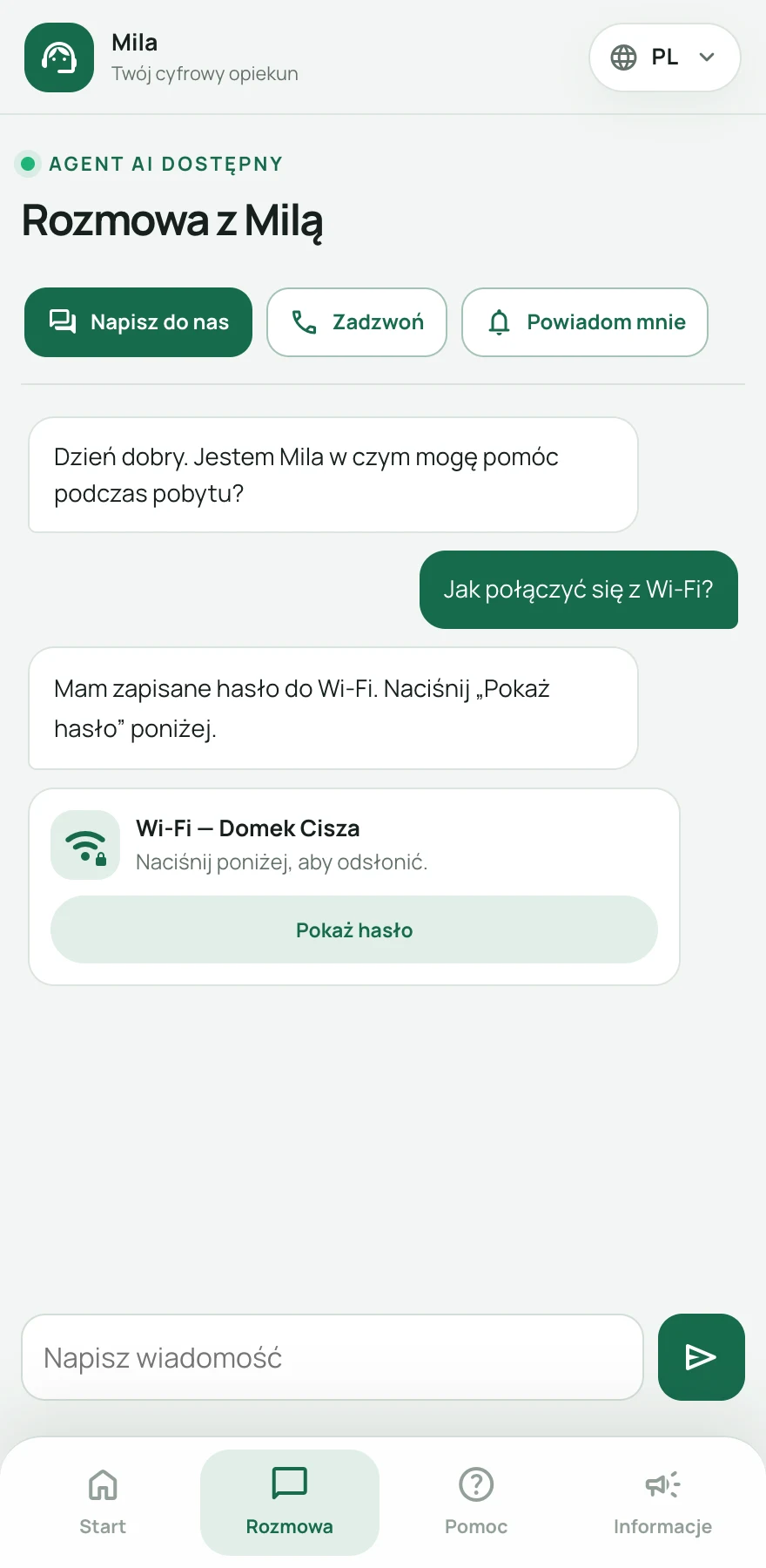 Aktualna rozmowa z Milą o Wi-Fi w demonstracyjnym obiekcie